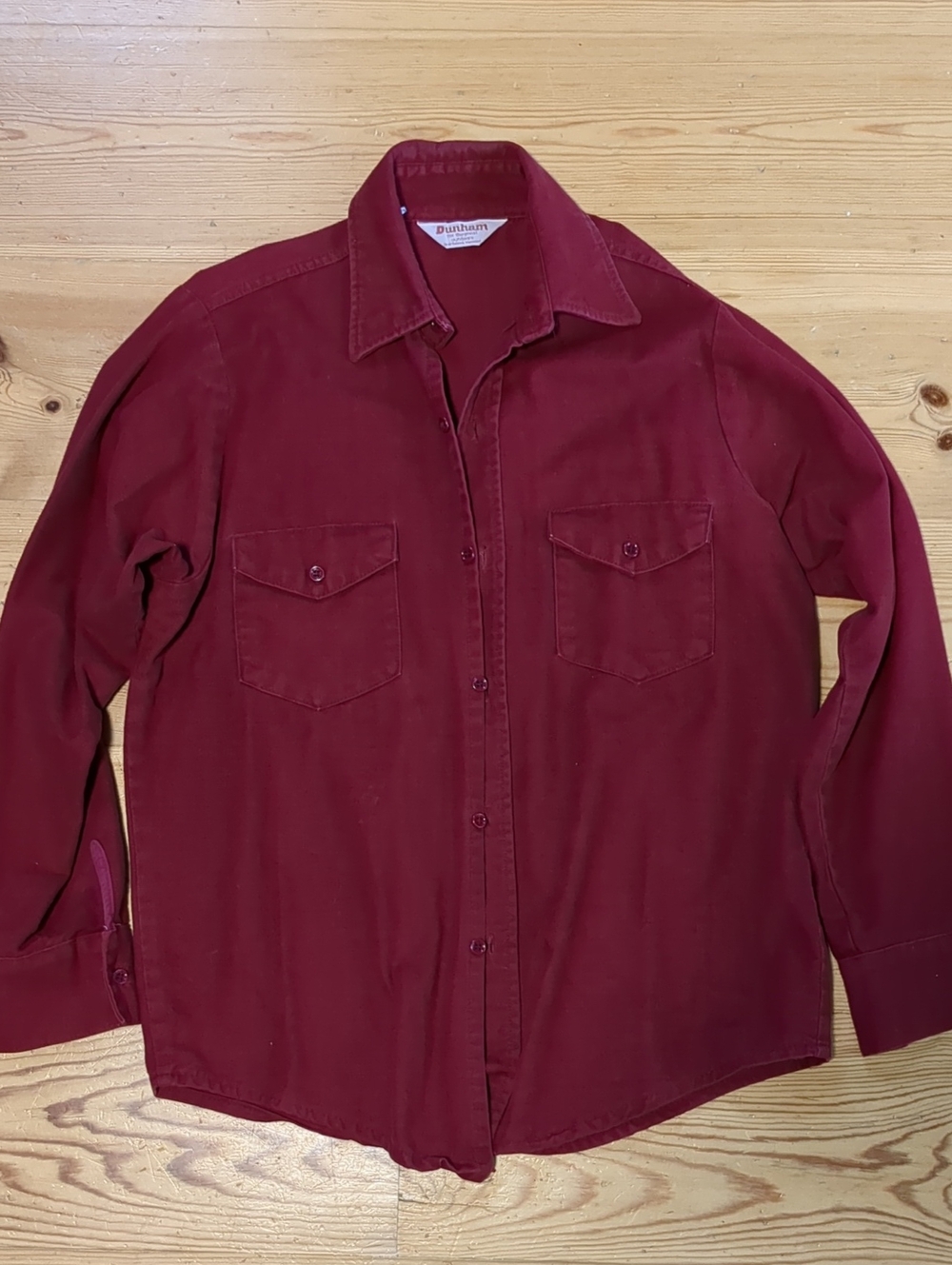 Dunham vintage flannel overshirt men's medium Made In USA Burgundy